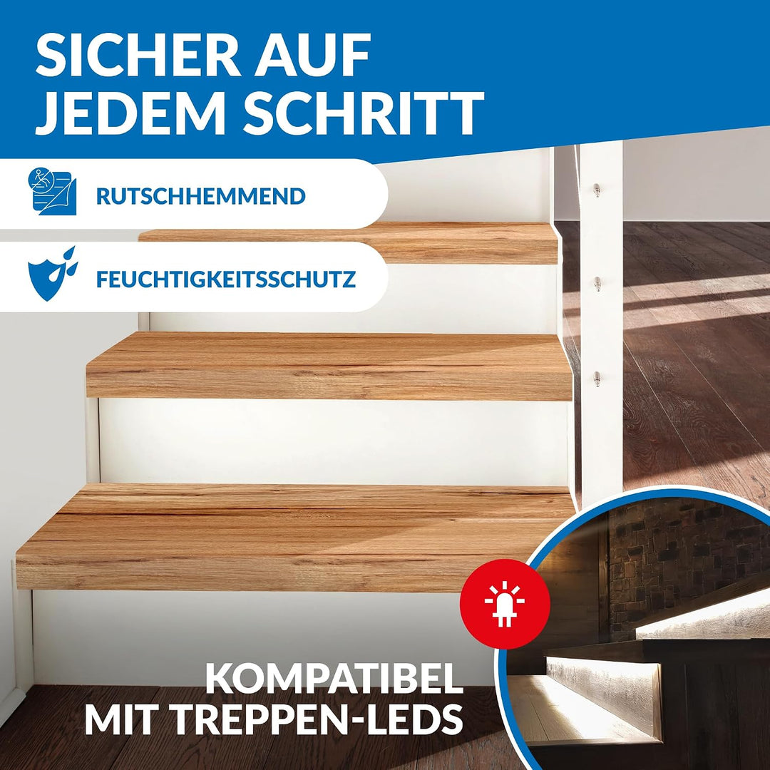 Treppenstufen mit U-Profil [LED-kompatibel] Renovierungsstufen für die Treppe, Laminat-Stufen, Tritt