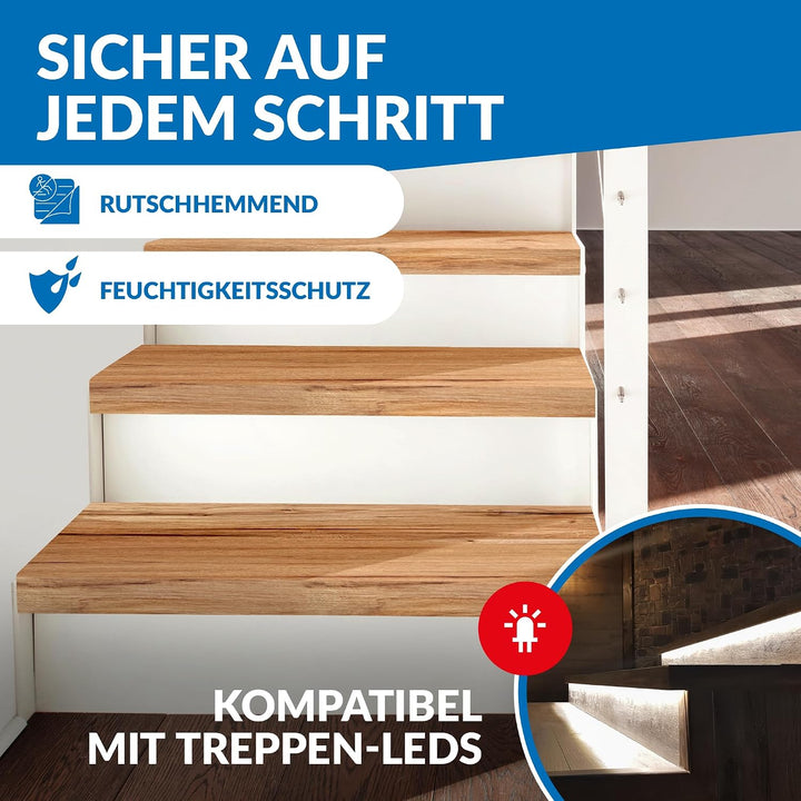 Treppenstufen mit U-Profil [LED-kompatibel] Renovierungsstufen für die Treppe, Laminat-Stufen, Tritt