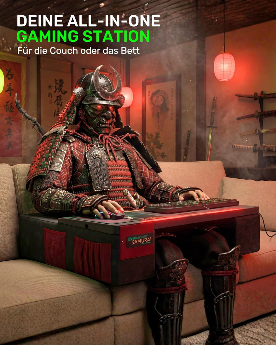 Couchmaster CYCON³ Samurai Edition mit Horizonlight-Stange, ultimativer ergonomischer USB-Hub, Gamin