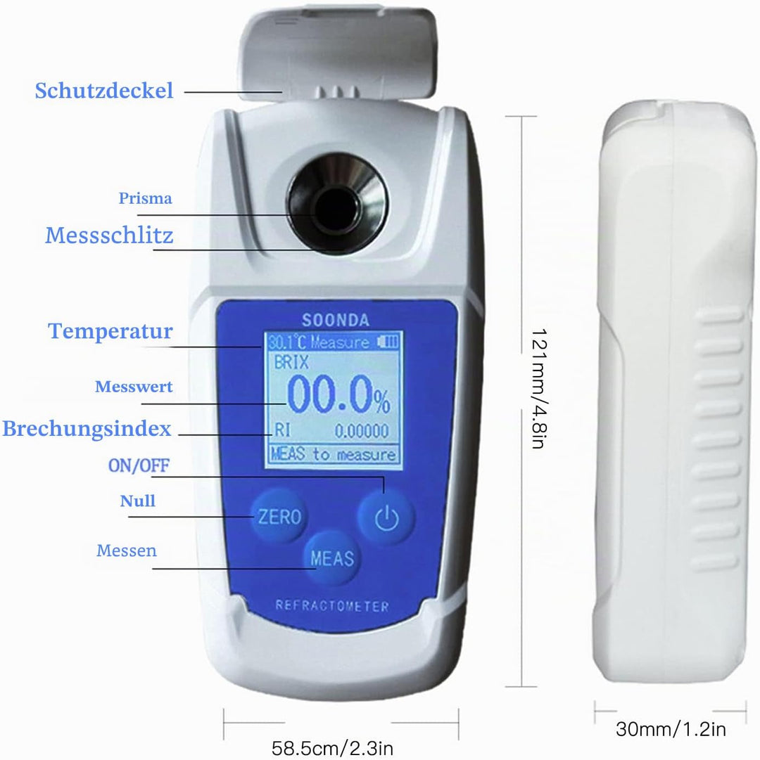 Digitales Brix-Refraktometer, Hohe Genauigkeit Brix-Meter Zuckerzähler, Tragbar Brix Reader Tester,