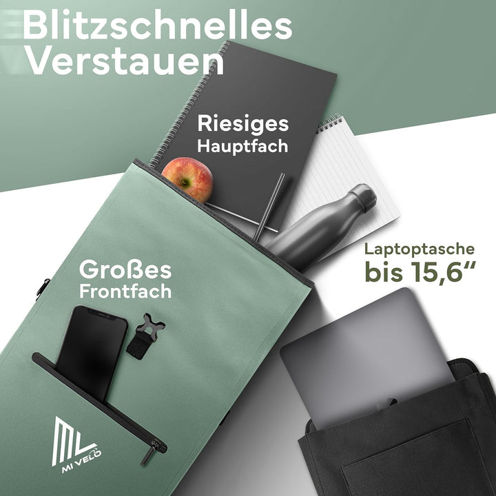 MIVELO Fahrradtasche für Gepäckträger - 3in1 Gepäckträgertasche Rucksack Umhängetasche - 100% wasser