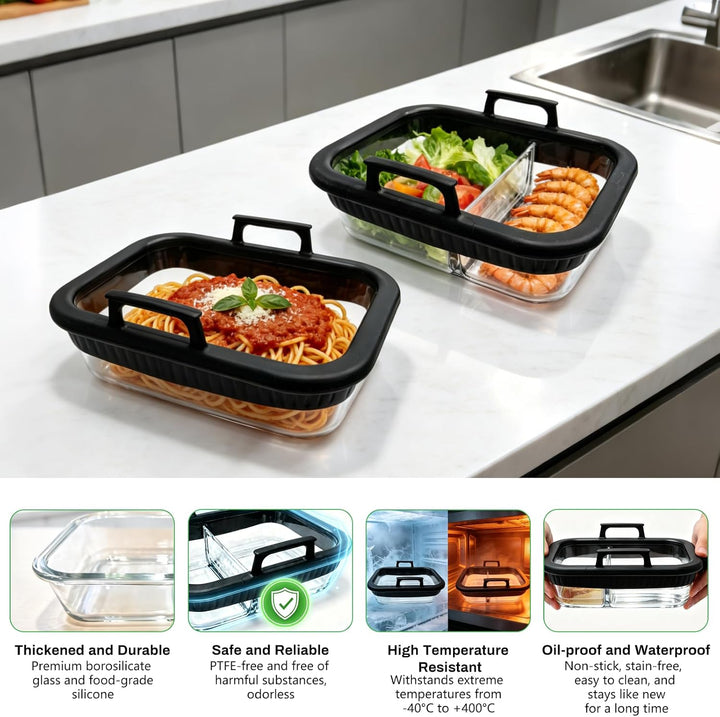 2 Stück Auflaufform Airfryer für Ninja Heissluftfritteuse AF400/AF500/SL400, Borosilikatglas Backfor