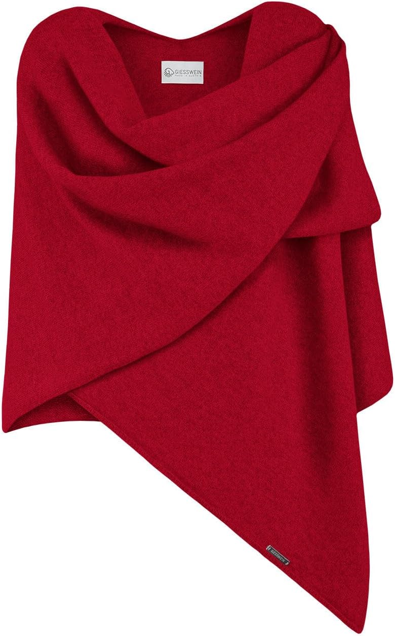 GIESSWEIN Merino Lambswool Cape - Eleganter Feinstrick Überwurf aus Lammwolle, Merinowolle Cape für