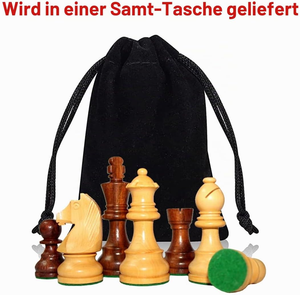 StonKraft Staunton-Schachfiguren aus Holz, 9,5 cm Königshöhe, Sammler-Edition