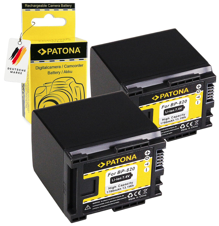 PATONA 2X Akku BP-820 Kompatibel mit Canon HF-G30 XA20 XA25 LEGRIA HF M300 M400 S1400 2x Batterie, 2