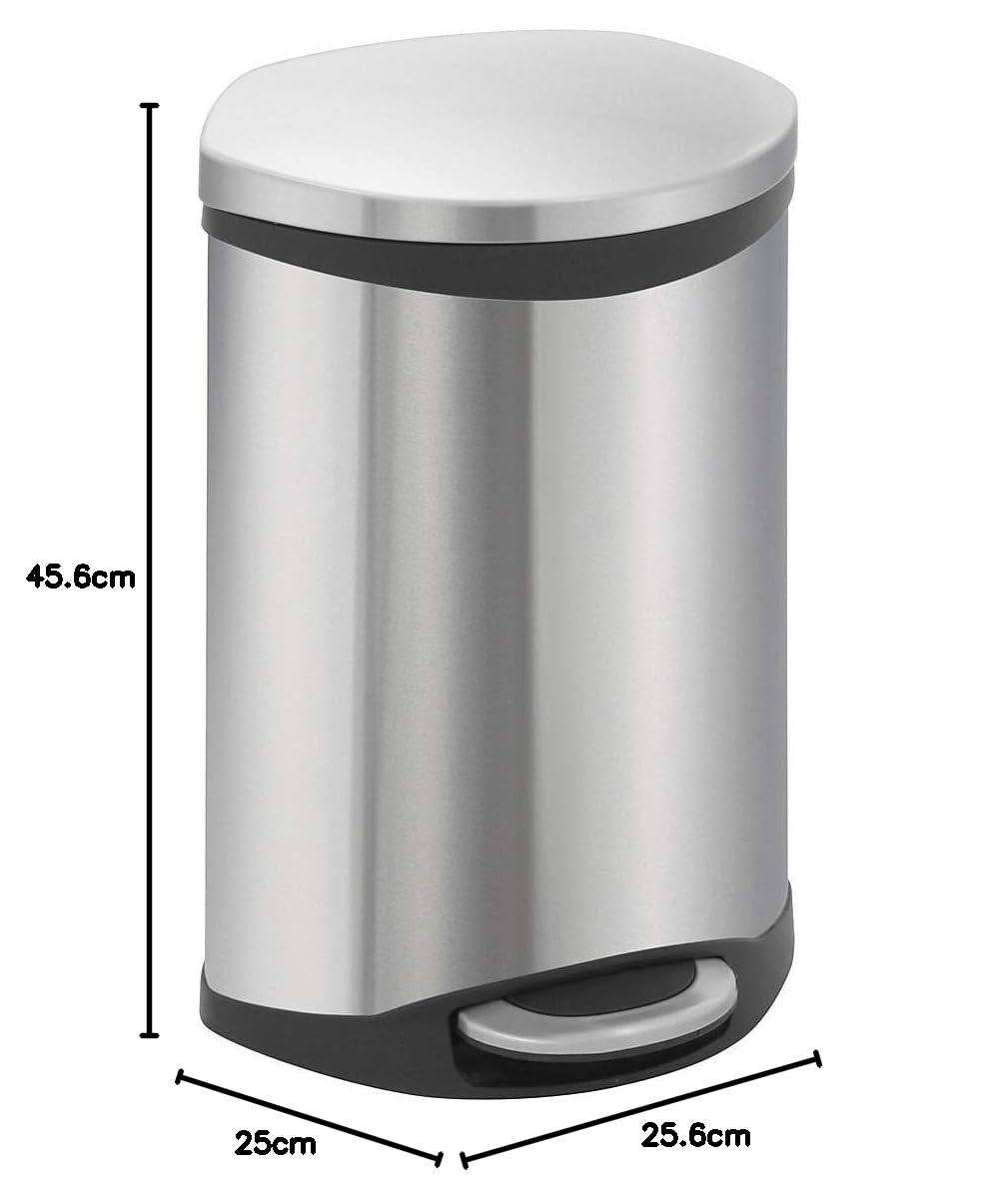 EKO Shell Bin Tritt-Mülleimer, 10 Liter, Edelstahl matt