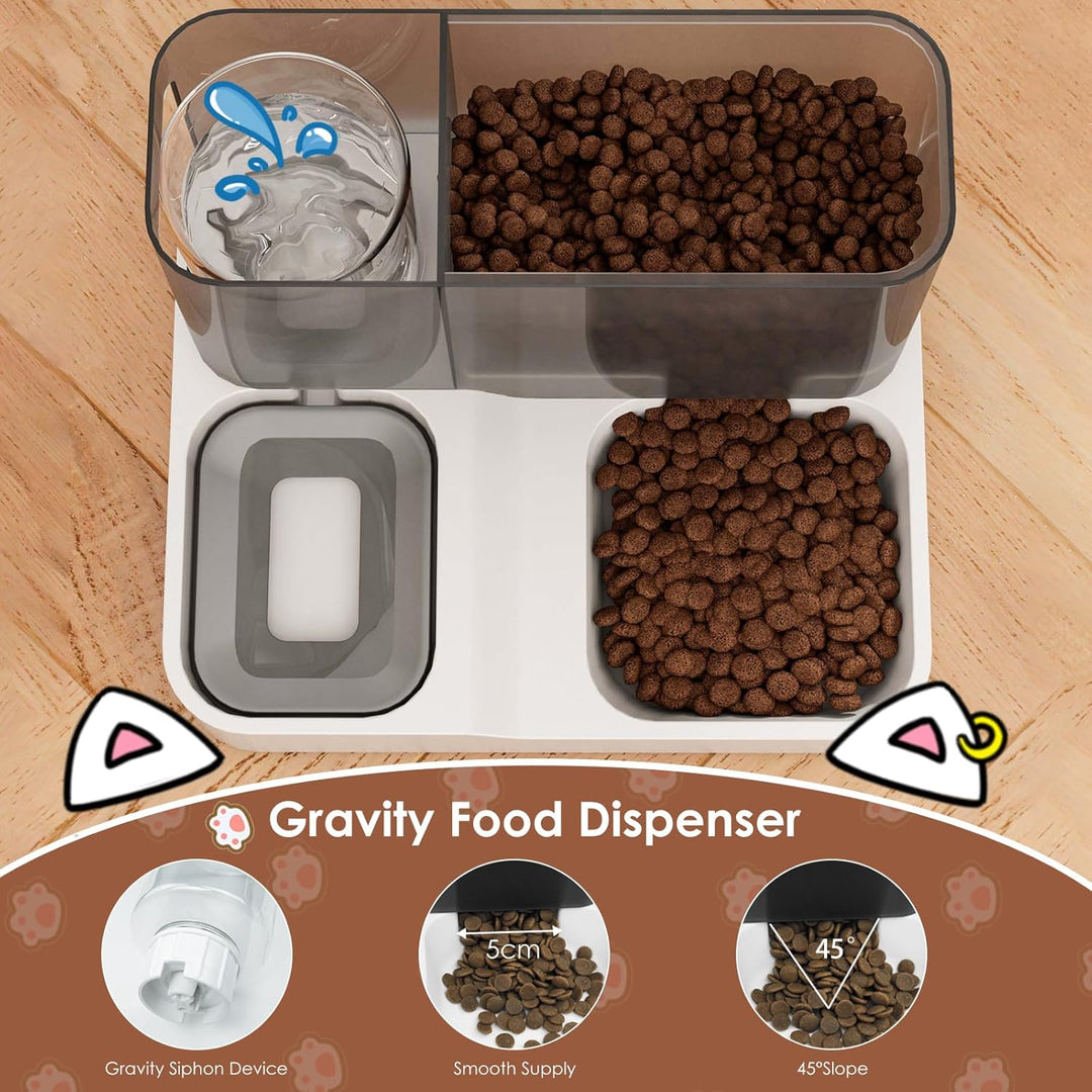 Futterautomat Katze Set, 3.8L 2-in-1 Automatischer Gravity Katzen Hund futterautomaten Wasserspender