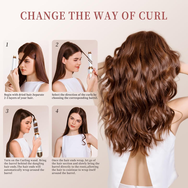 OKWRAP Hair Styler Set, Airstyler 6 In 1 Mit Rundbürstenföhn Haarstyler Warmluftbürste Thermal Brush