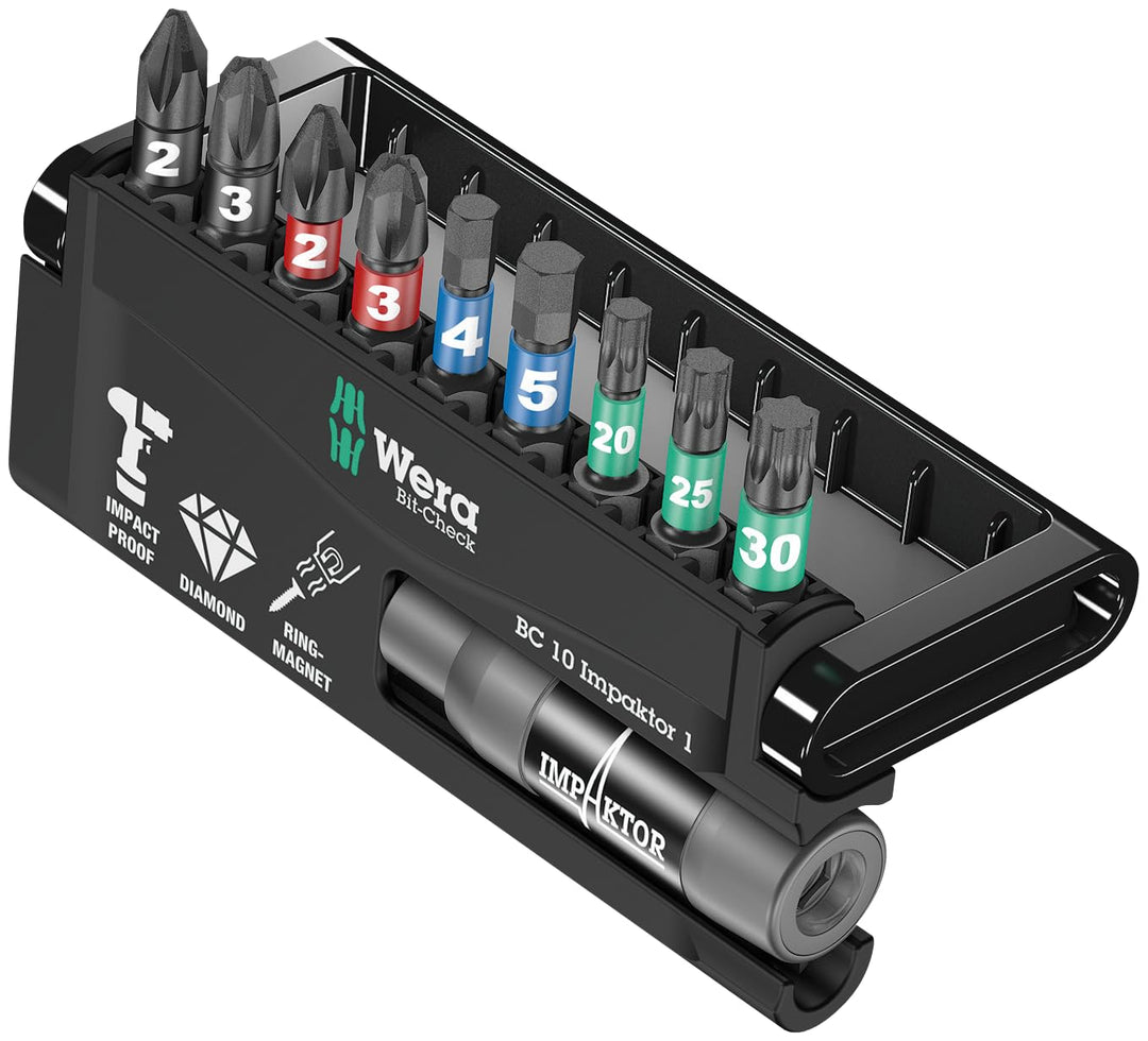 Wera Bit-Sortiment, Bit-Check 10 Impaktor 1, 10-teilig, 05057680001 Bit-Check 10 Impaktor 1 Single,
