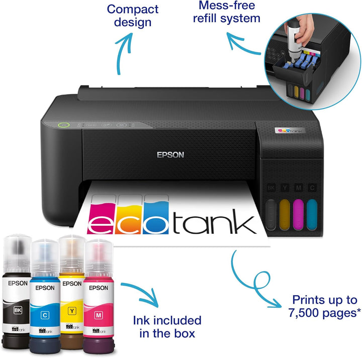 Epson EcoTank ET-1810 A4 WLAN-Tintentank-Drucker mit Einzelfunktion, bis zu 3 Jahre Tinte im Lieferu