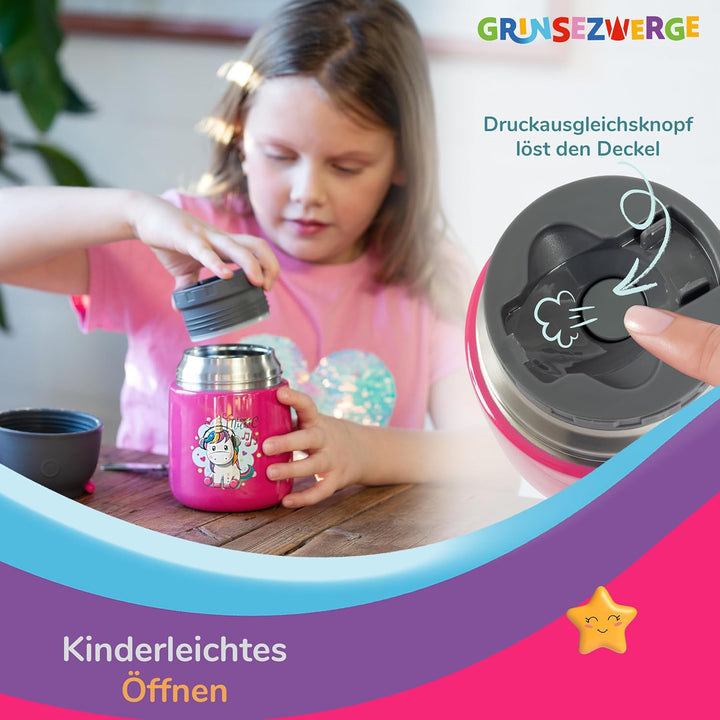 Kinder Thermobecher 500ml für Speisen und Getränke | Edelstahl Thermobehälter für Essen | Warmhalteb