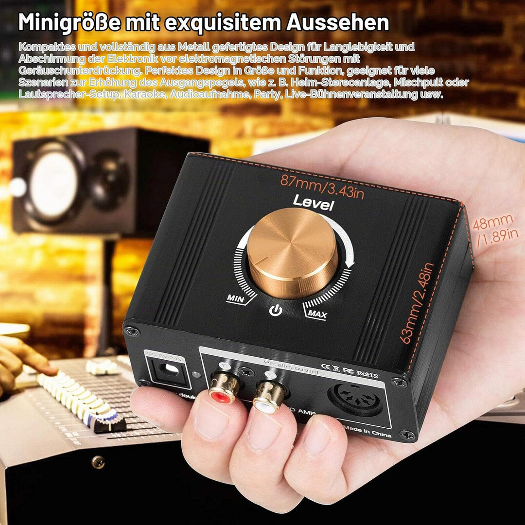 Mini Stereo Line Level Booster Verstärker Audio Preamp für MP3, iPod, iPad, iPhone, 20dB Gain + Laut