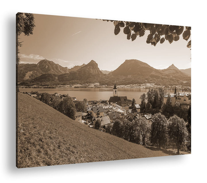 deyoli idyllisches Plätzchen in Österreich Format: 80x60 als Leinwand, Effekt: Sepia, Motiv fertig g