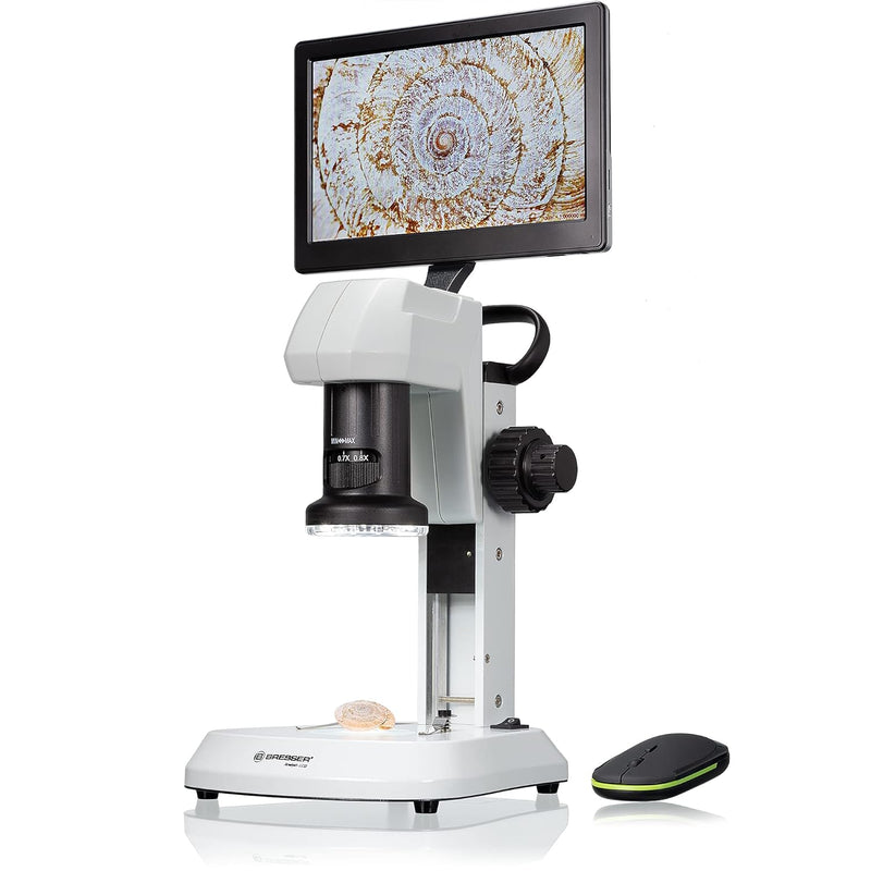 Bresser LCD-Mikroskop Analyth mit Durch- und Auflicht in 5 Helligkeitsstufen, stufenlosem Zoom (0,7X