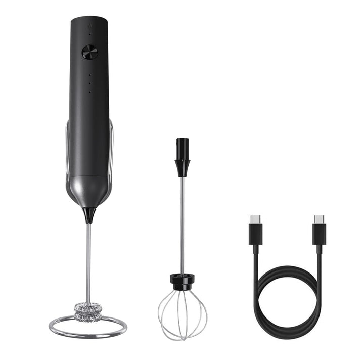 Elektrischer Milchaufschäumer, USB Wiederaufladbar Handmixer mit Doppel-Schneebesen und Ständer für