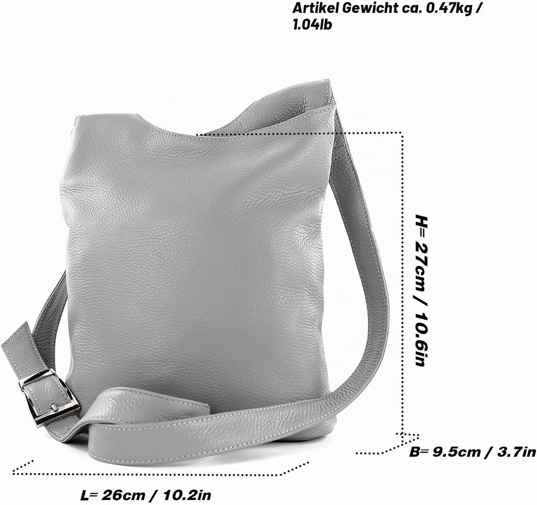 modamoda de - T221 - ital. Umhängetasche Schultertasche Medium aus Leder Camel, Camel