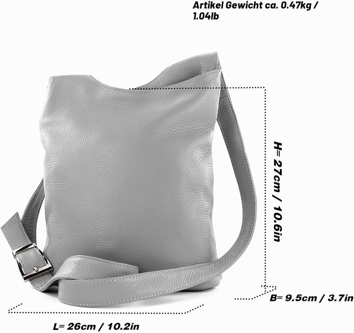 modamoda de - T221 - ital. Umhängetasche Schultertasche Medium aus Leder Saphirblau, Saphirblau