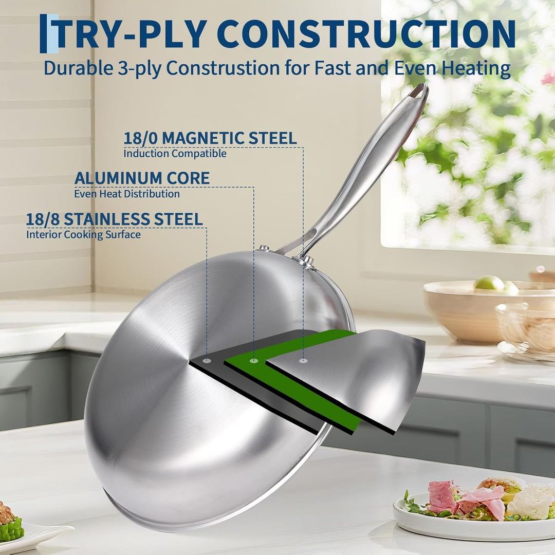 Garvee Edelstahl Topfset Induktion 11-teilig, 3-Lagig Kochtopf Set mit Glasdeckeln, Induktions Töpfe