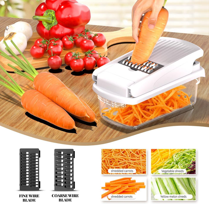 YKNIUFLY 15-in-1 Gemüseschneider Zwiebelschneider, Mandoline Gemüsehobel, Würfel- &amp; Julienne-Schneid
