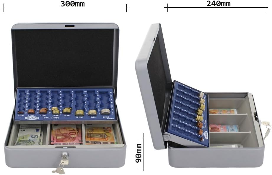 Rottner Geldkassette HomeStar Cash Euro 1-silber-(BxH) 30x9cm