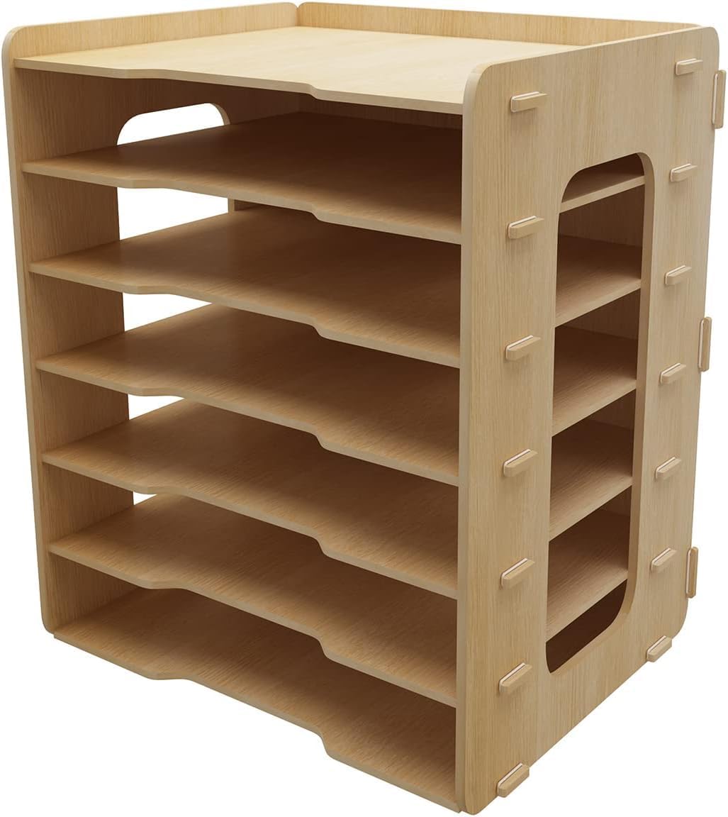 PUNCIA Dokumentenablage A4 Briefablage 7 Ablagefächer Holz Schreibtisch Datei Organizer Papierablage