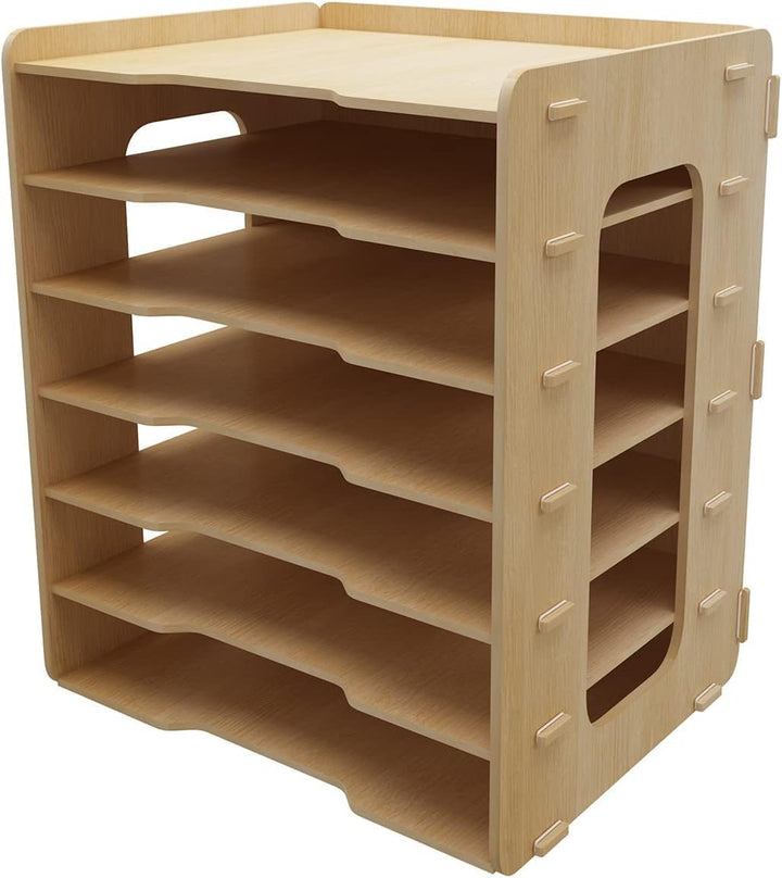 PUNCIA Dokumentenablage A4 Briefablage 7 Ablagefächer Holz Schreibtisch Datei Organizer Papierablage