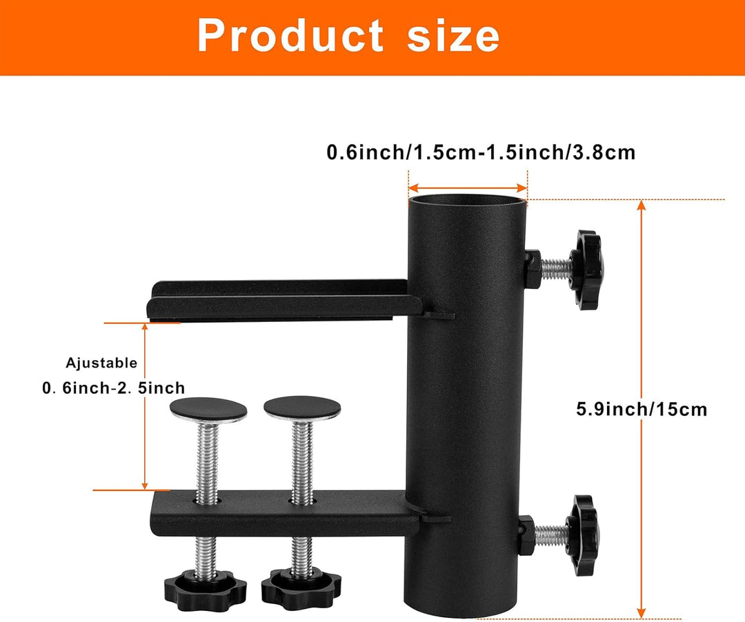 VANROUG Sonnenschirmständer für eckige Balkongeländer(15 mm - 63 mm), Schirmdurchmesser (23 mm - 38