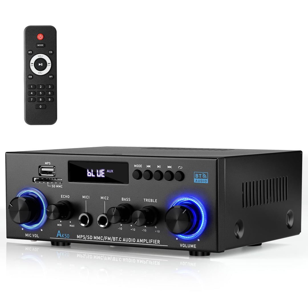 HiFi-Verstärker, Mini Bluetooth Stereo Audio Verstärker Receiver 12V/ 220V 800W 2 Kanäle Endverstärk