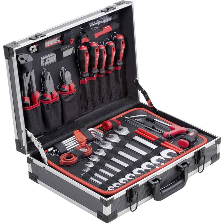Meister Werkzeugkoffer 121-teilig - Stabiler Alu-Koffer - Werkzeug-Set - Für Haushalt, Garage &amp; Werk