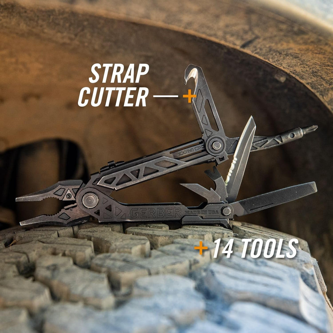 Gerber Multi-Tool mit Gürtel-Clip, Center-Drive Rescue, Mit Gurtschneider, 14 Funktionen und Nylon-S