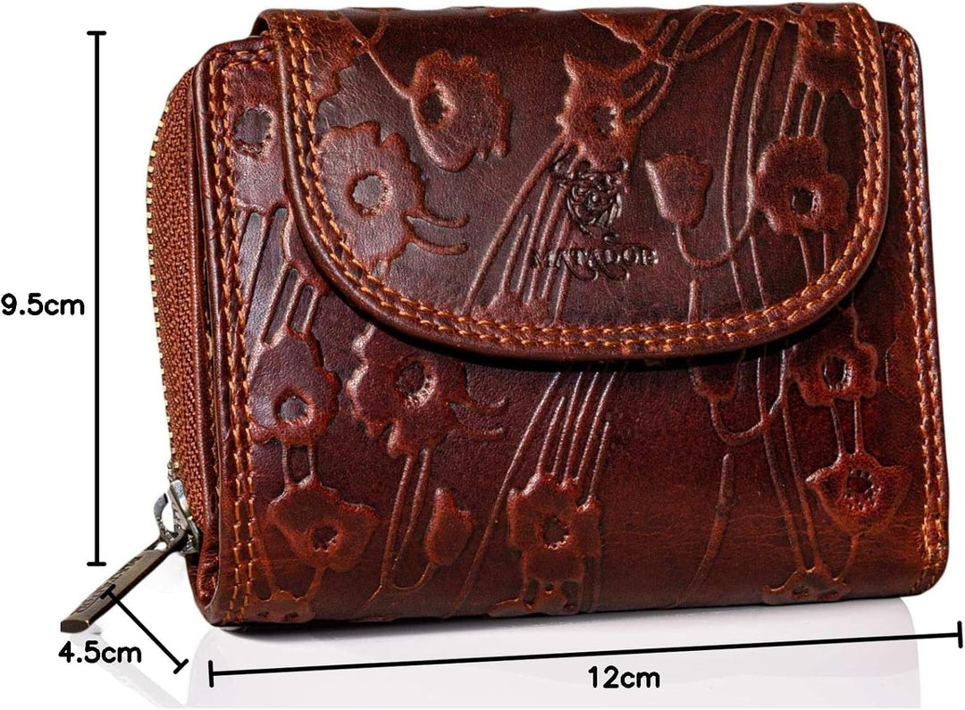 MATADOR |SARAGOSSA| RFID Blocker Leder Portemonnaie Damen| Geldbeutel Portmonee Damen mit Geschenk B