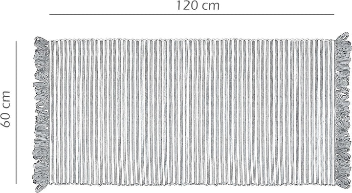 Lashuma Läufer Flur Nachhaltig und Handgewebt Schwarz - Weiss, Grösse: Boho Teppich 60x120 cm 60x120