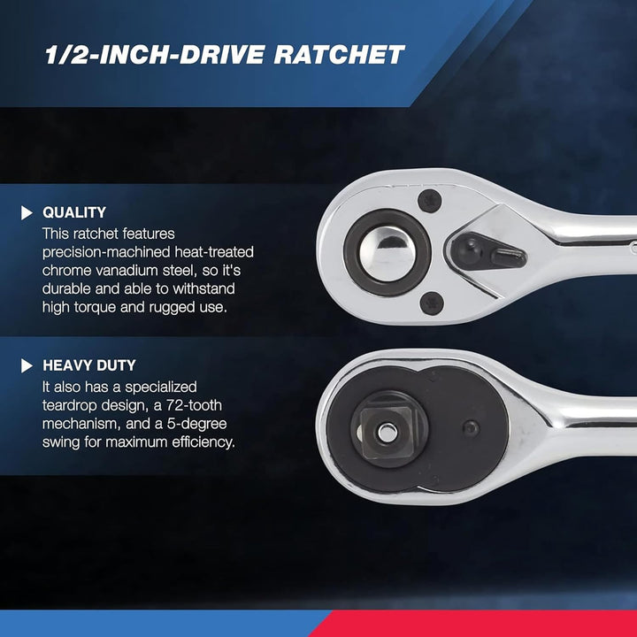 Neiko 03103A 1/2 Zoll Ratschenschlüssel, 72 Zähne Umschaltknarre, Schnellspanner 1/2 Antrieb Ratsche