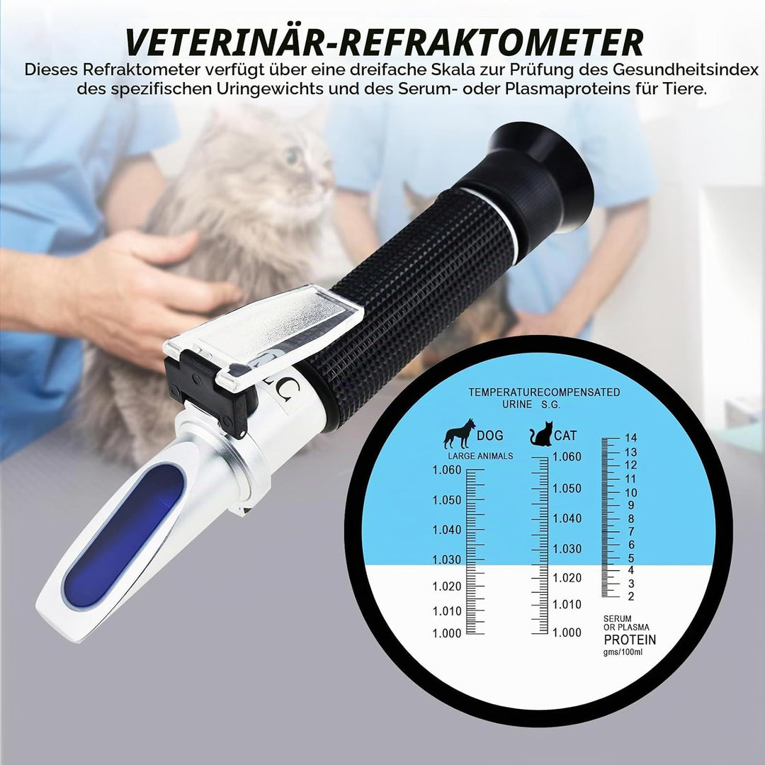 3-in-1-Refraktometer für Tiere, Veterinärrefraktometer, klinisches Refraktometer mit Skala für das s