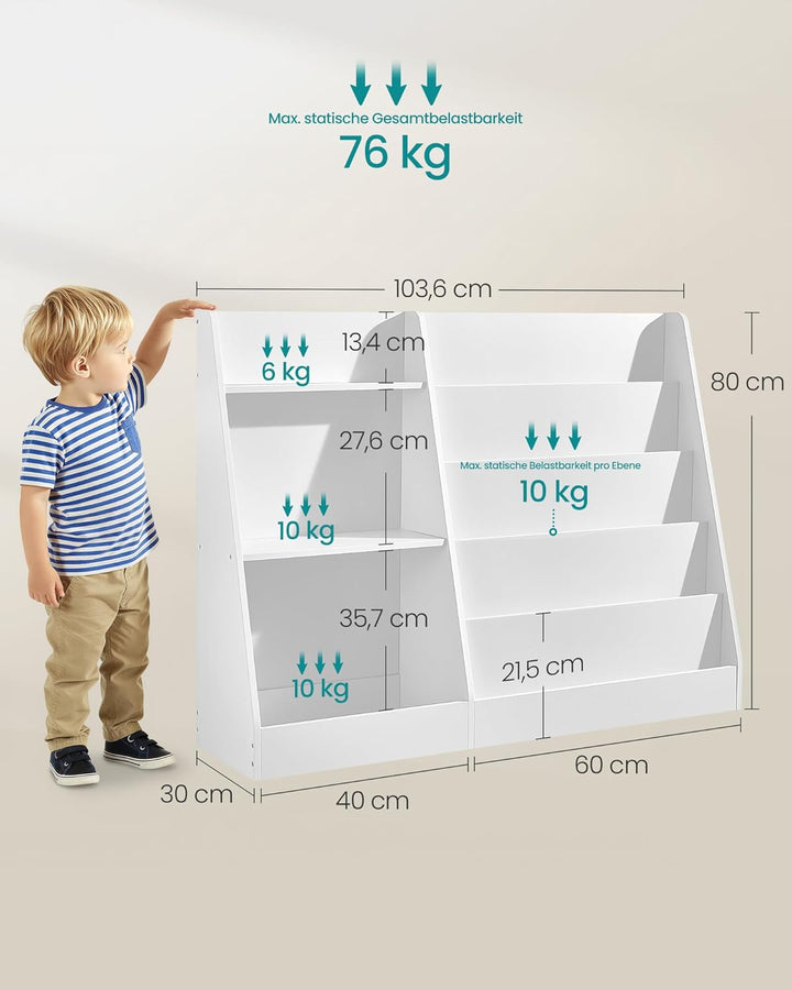 SONGMICS Bücherregal Kinder, Spielzeugregal, Kinderregal, Montessori Regal mit 5 Ebenen, Kinderzimme