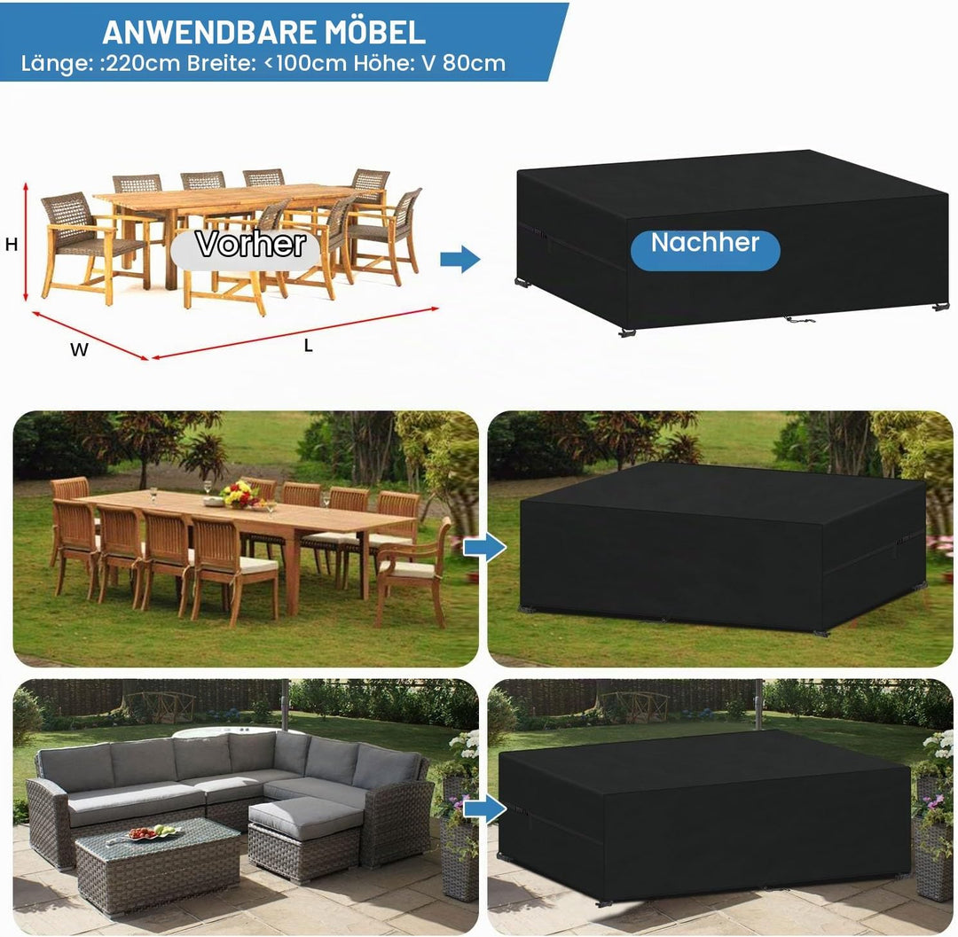 VANSHEIM Lounge Abdeckung Wasserdicht Abdeckung Gartenmöbel Schutzhülle Gartenmöbel Abdeckplane Wass
