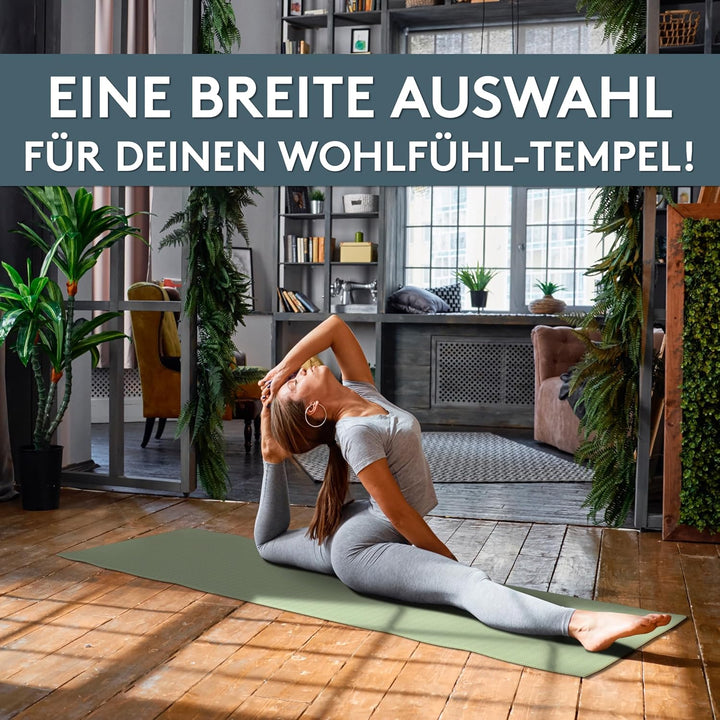LILENO SPORTS Yoga Matte (180x60cm) inkl. Tragegurt - Sport und Yogamatte extra rutschfest in 4 mm D