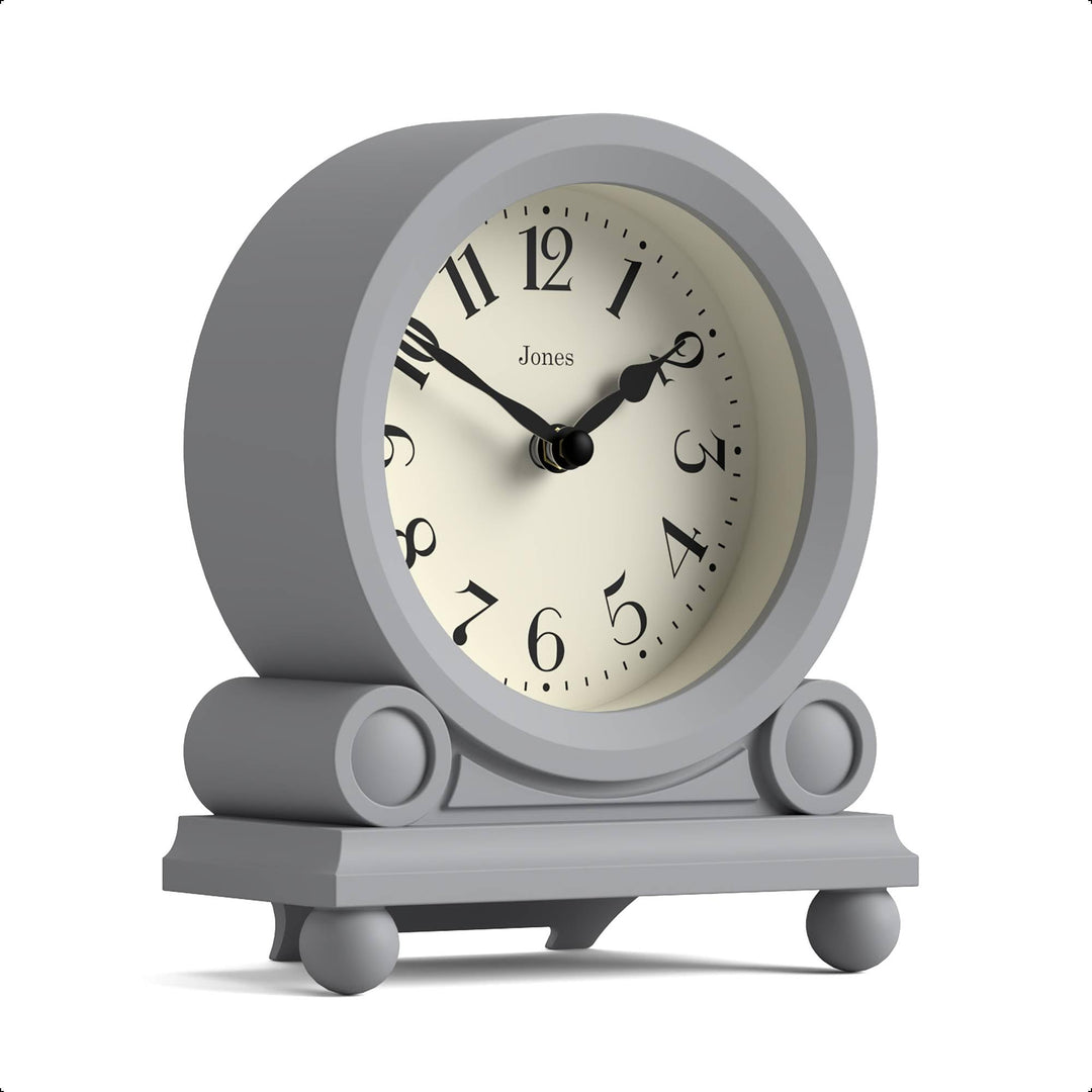 JONES CLOCKS® Maida Vale kaminuhr | Kleine traditionelle schreibtischuhr | Grau | Hübsch und charman