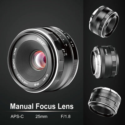 Meike 25mm F1.8 APS-C grosse Blende Weitwinkelobjektiv Manueller Fokusobjektiv Kompatibel mit Sony E