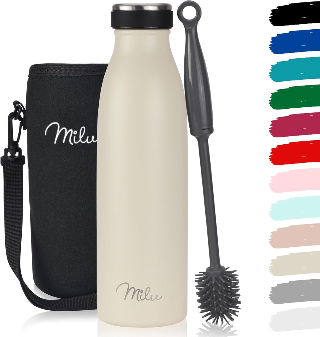 Milu Edelstahl Trinkflasche 350ml 500ml 750ml 1L 1,5L Thermosflasche Isolierte Wasserflasche Auslauf
