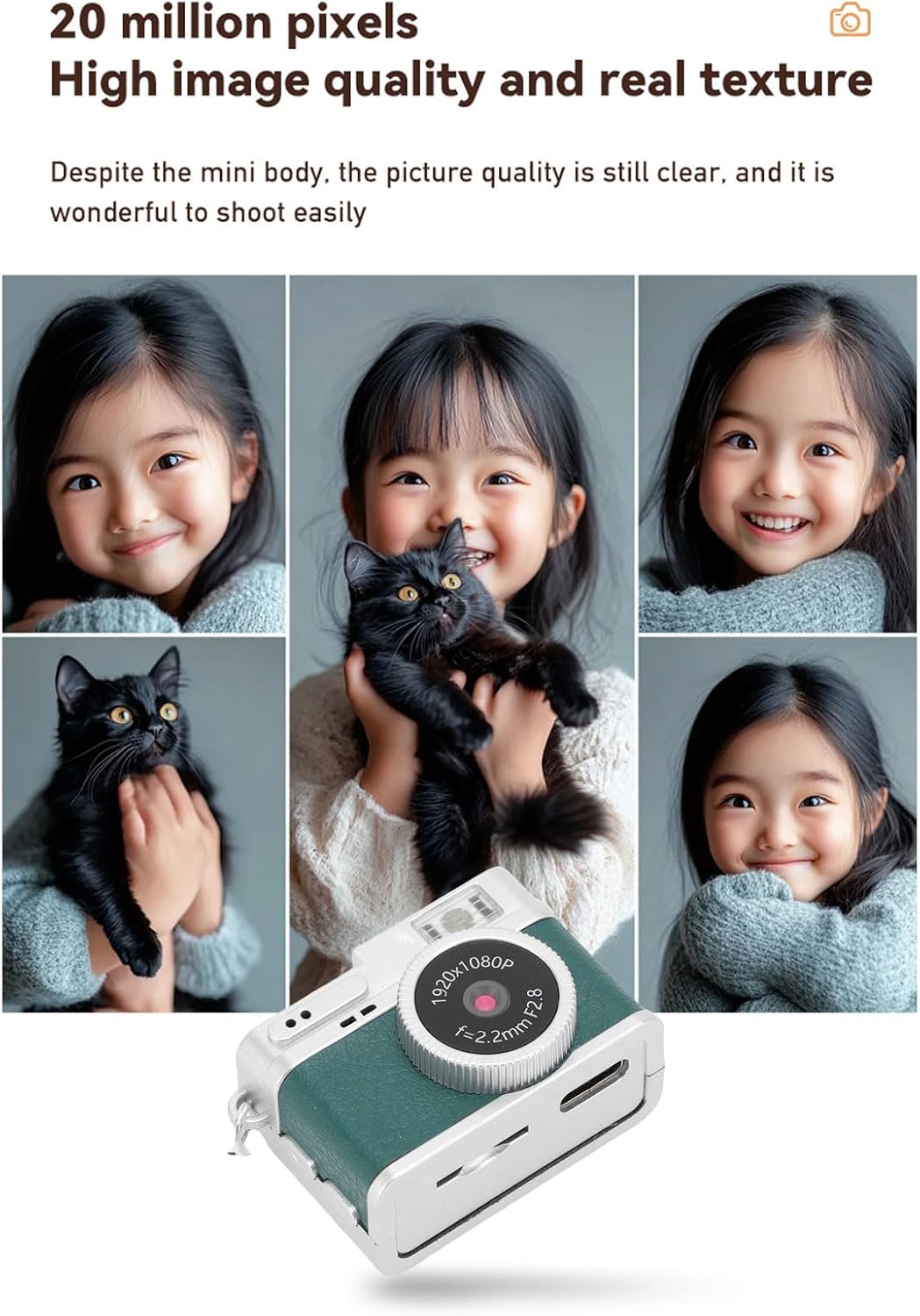 Dpofirs Kleine Retro -Digitalkamera, 1080p HD 128 GB Speichertasche Kamera Vintage -Stil, 0,96 Zoll