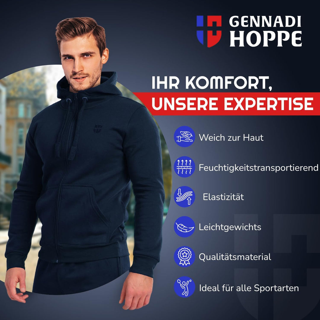 Gennadi Hoppe Herren Trainingsjacke Kapuzenjacke Joggingjacke S Blau (Navy), S Blau (Navy)