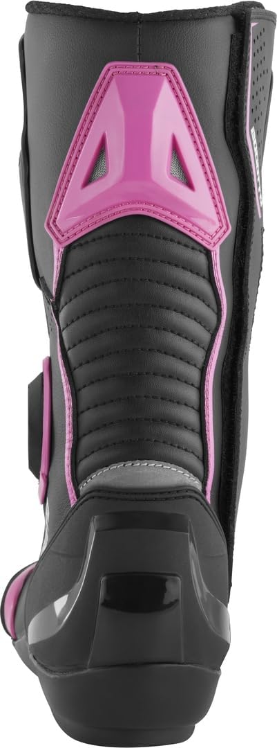 Bogotto Carta Race perforierte Damen Motorrad Stiefel, schwarz/weiss/pink, 38 Schwarz Weiss Pink 38