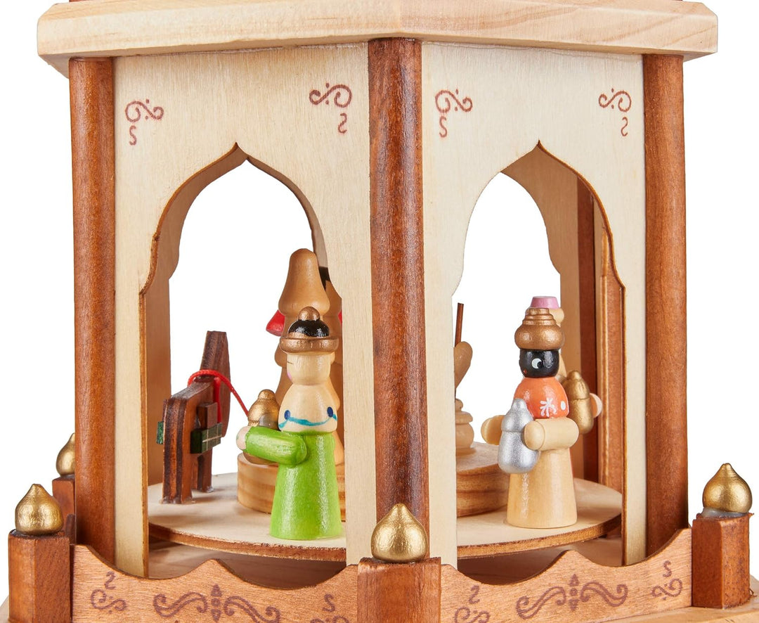 Brubaker Weihnachtspyramide Holzpyramide - Natur - 4 Etagen - 60 cm Höhe - handbemalte Figuren Natur