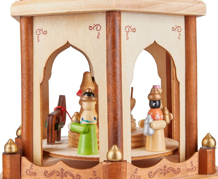 Brubaker Weihnachtspyramide Holzpyramide - Natur - 4 Etagen - 60 cm Höhe - handbemalte Figuren Natur