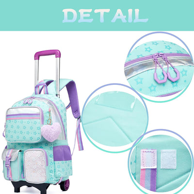 HTgroce 3pcs Kinder Trolley Rucksack Schultasche Schulranzen Mädchen schultrolleys Schulrucksack Kin