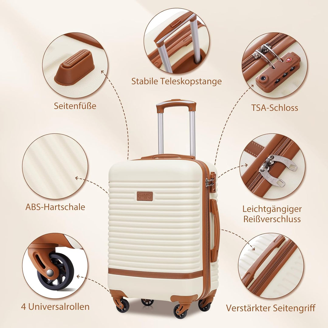 COOLIFE Koffer Trolley Koffer Reisekoffer von ABS Hartschalen Trolley 4 Rollen TSA-Schloss Der Koffe