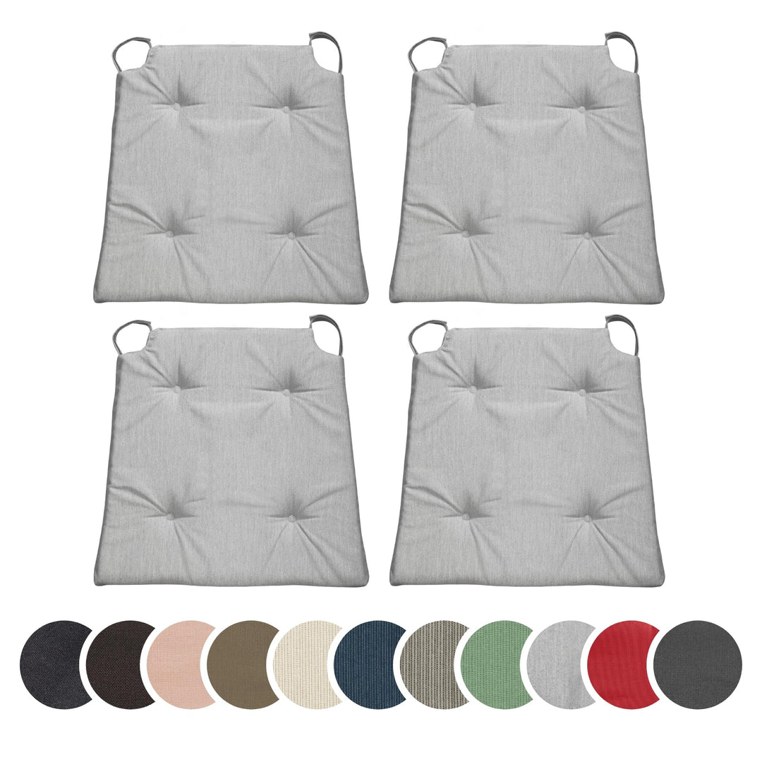 sleepling 4er Set Stuhlkissen, 42 (vorne) 35 (hinten)x40x5 cm, Sitzkissen für Stuhl &amp; Bank mit Klett