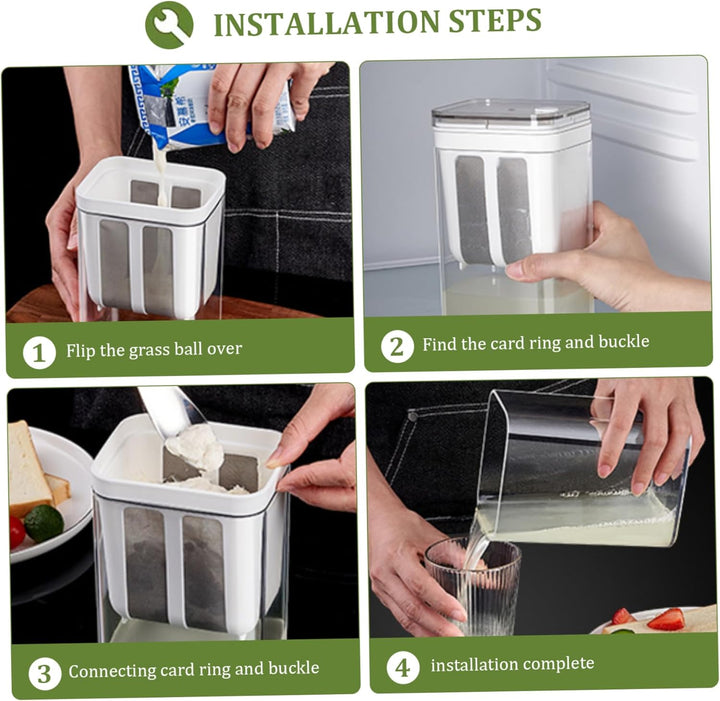 Joghurtsieb, 1,1l griechischer Joghurtsieb mit einem feinen Netzbeutel und Deckelleckfisch, BPA-frei