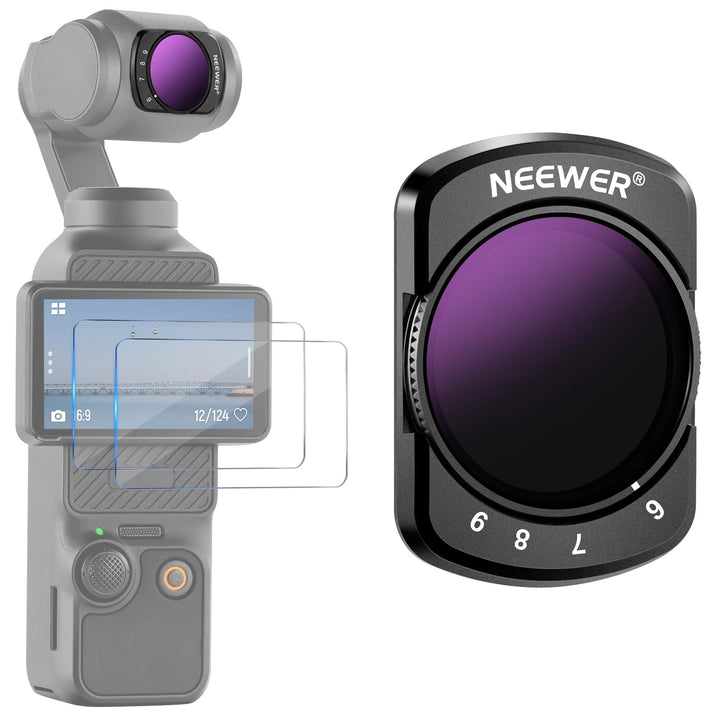 NEEWER ND64-512 Variabler ND Filter Kompat mit DJI Osmo Pocket 3, Magnetisch Filter mit 6-9 begrenzt